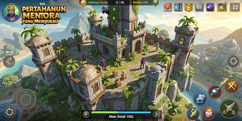 Tampilan gameplay menara yang mendebarkan dan menantang musuh.
