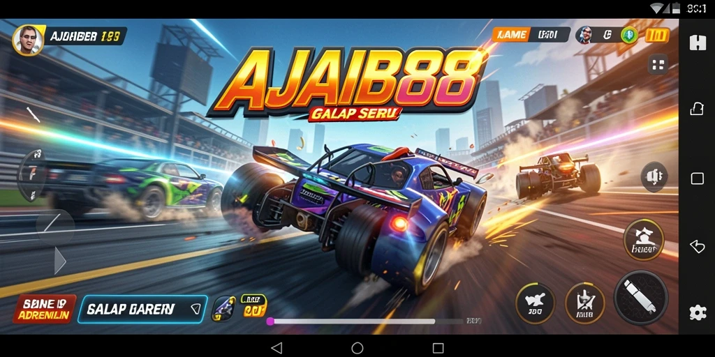 Tampilan gameplay AJAIB88 dengan aksi balapan yang seru.