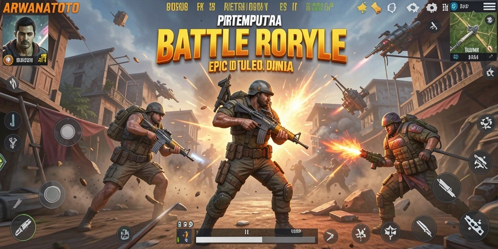 Screenshot utama ARWANATOTO menampilkan momen aksi seru dalam pertempuran.