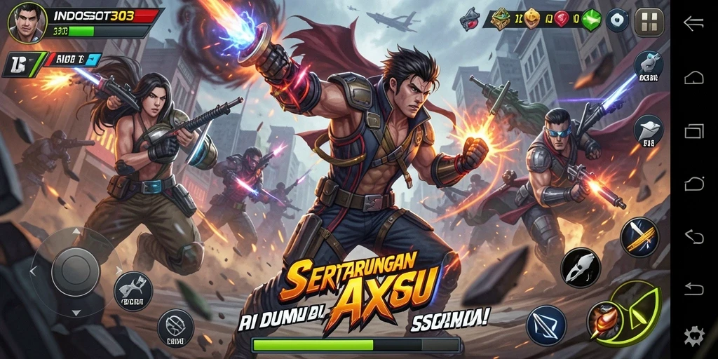 Tampilan aksi seru dalam gameplay INDOSLOT303.