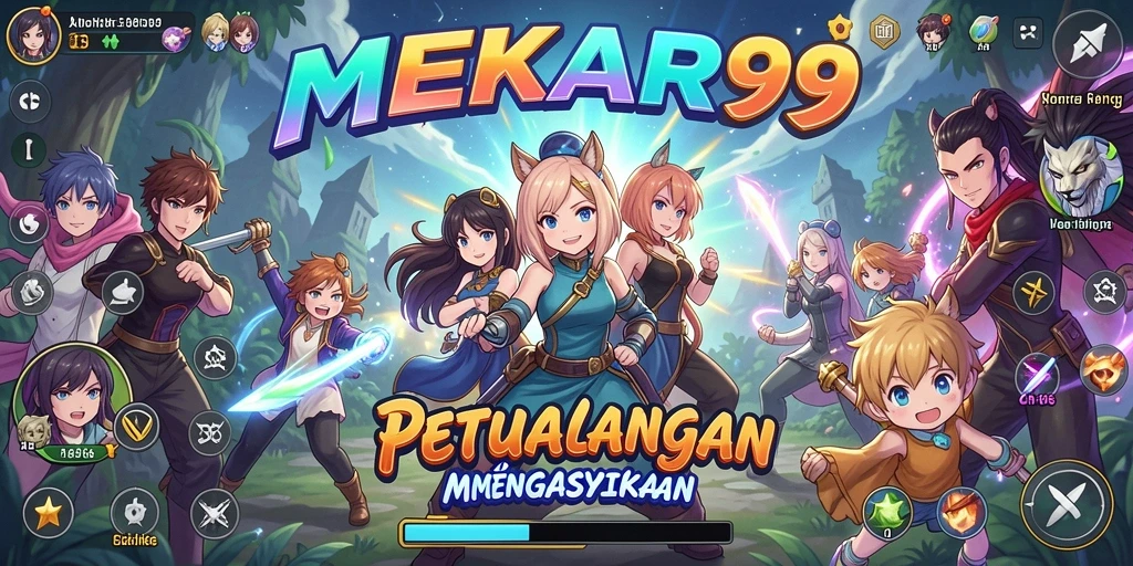 Tampilan gameplay seru dari MEKAR99 yang menonjolkan keindahan karakter Anime.