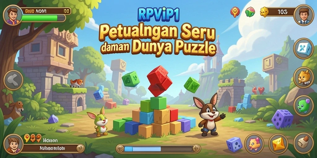 Tampilan gameplay RPVIP1 menantang dengan warna-warna cerah.
