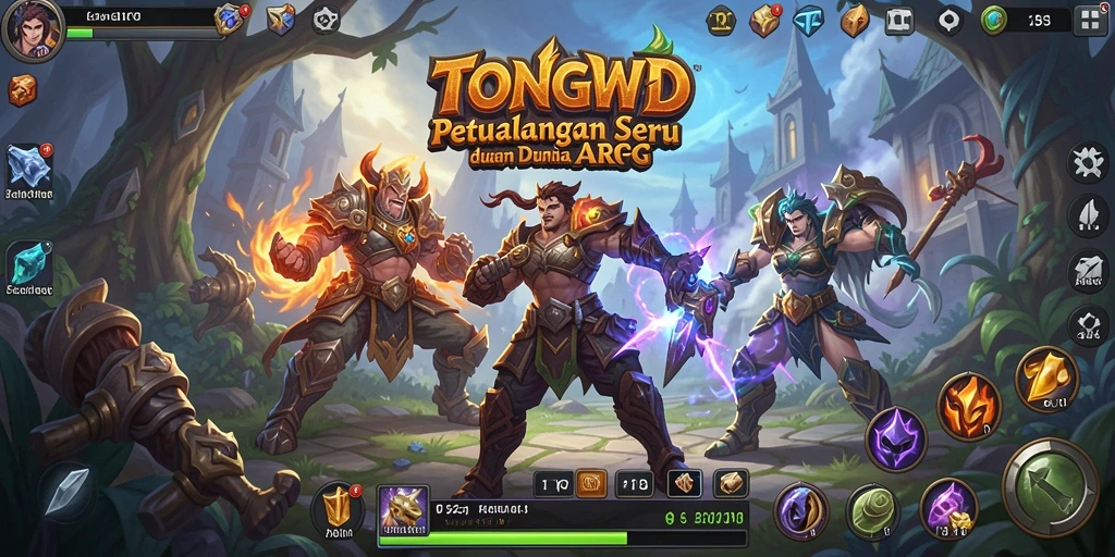 Tangkapan layar TONGWD menampilkan pertarungan epik di dunia ARPG yang memukau.