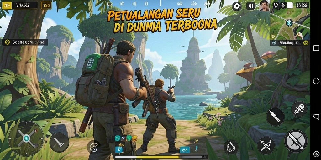 Screenshot gameplay VITA555 yang menampilkan eksplorasi dunia terbuka.
